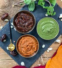 Mint + Tamarind + Garlic Chutneys